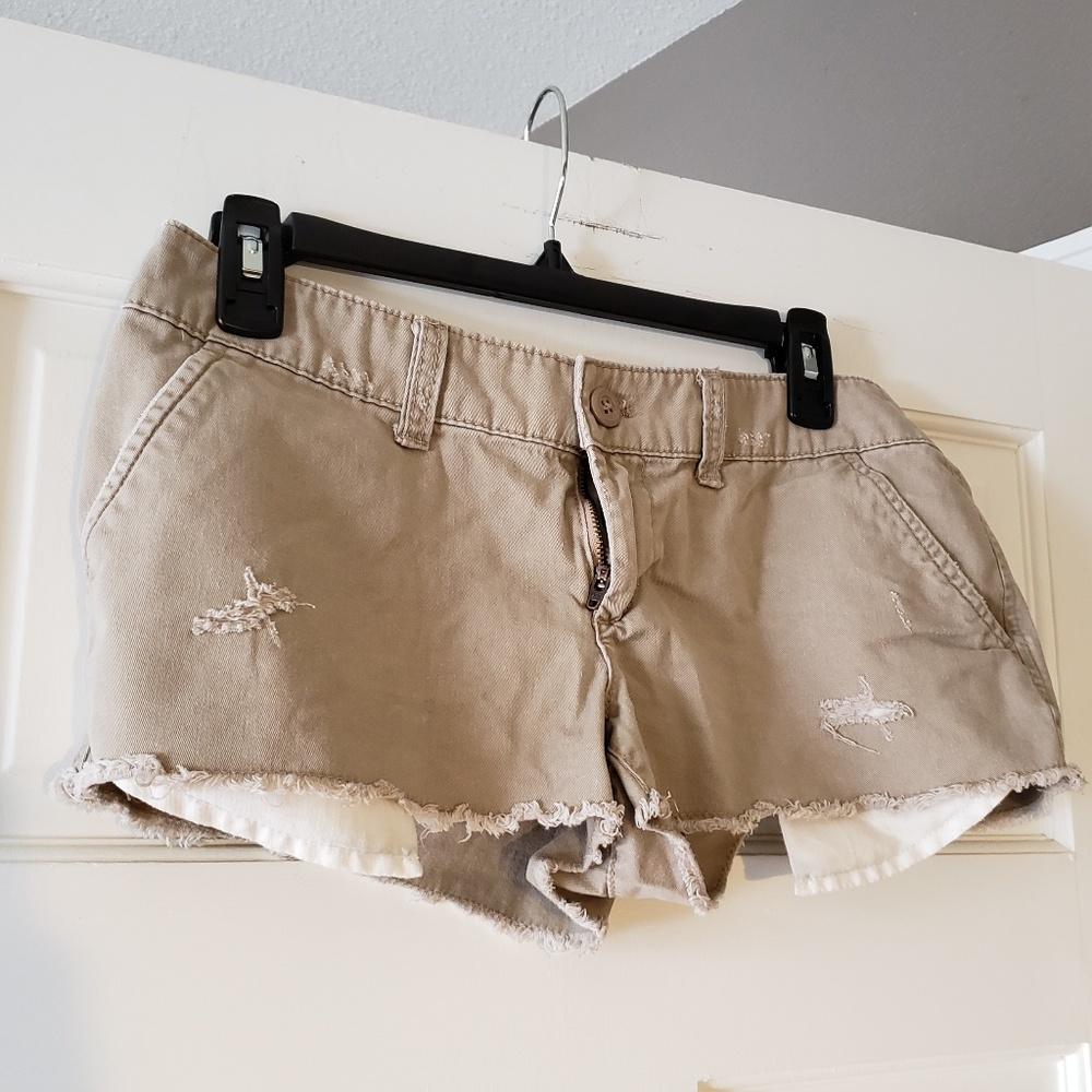 London Jean Distressed Khaki Shorts 4